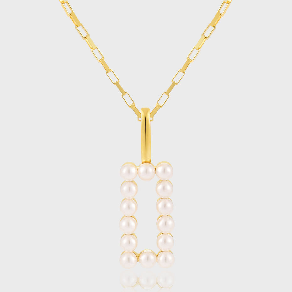 Shell Pearls Rectangle Necklace