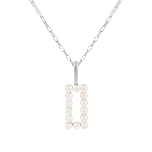 Shell Pearls Rectangle Necklace