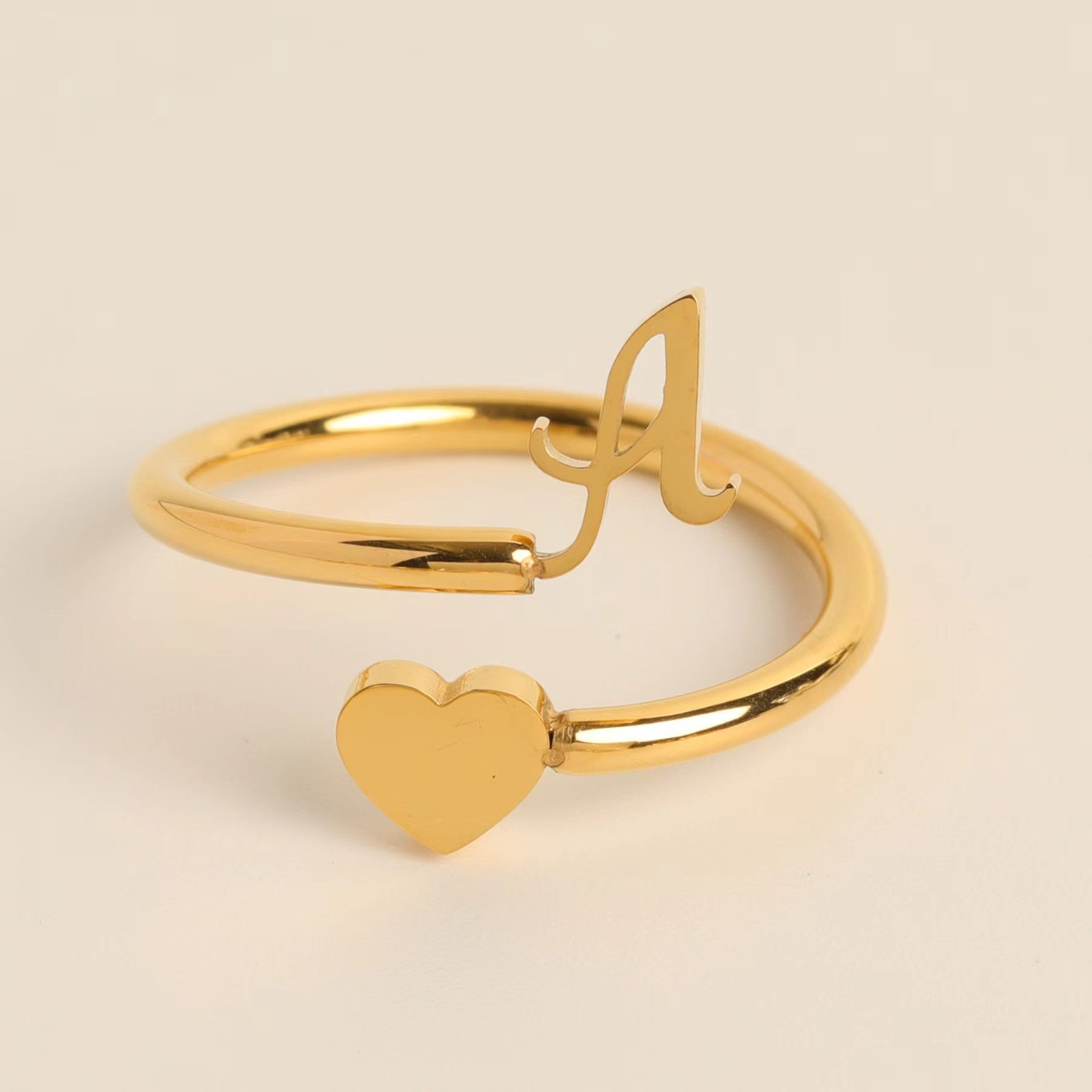 Personalized Heart Letter Ring