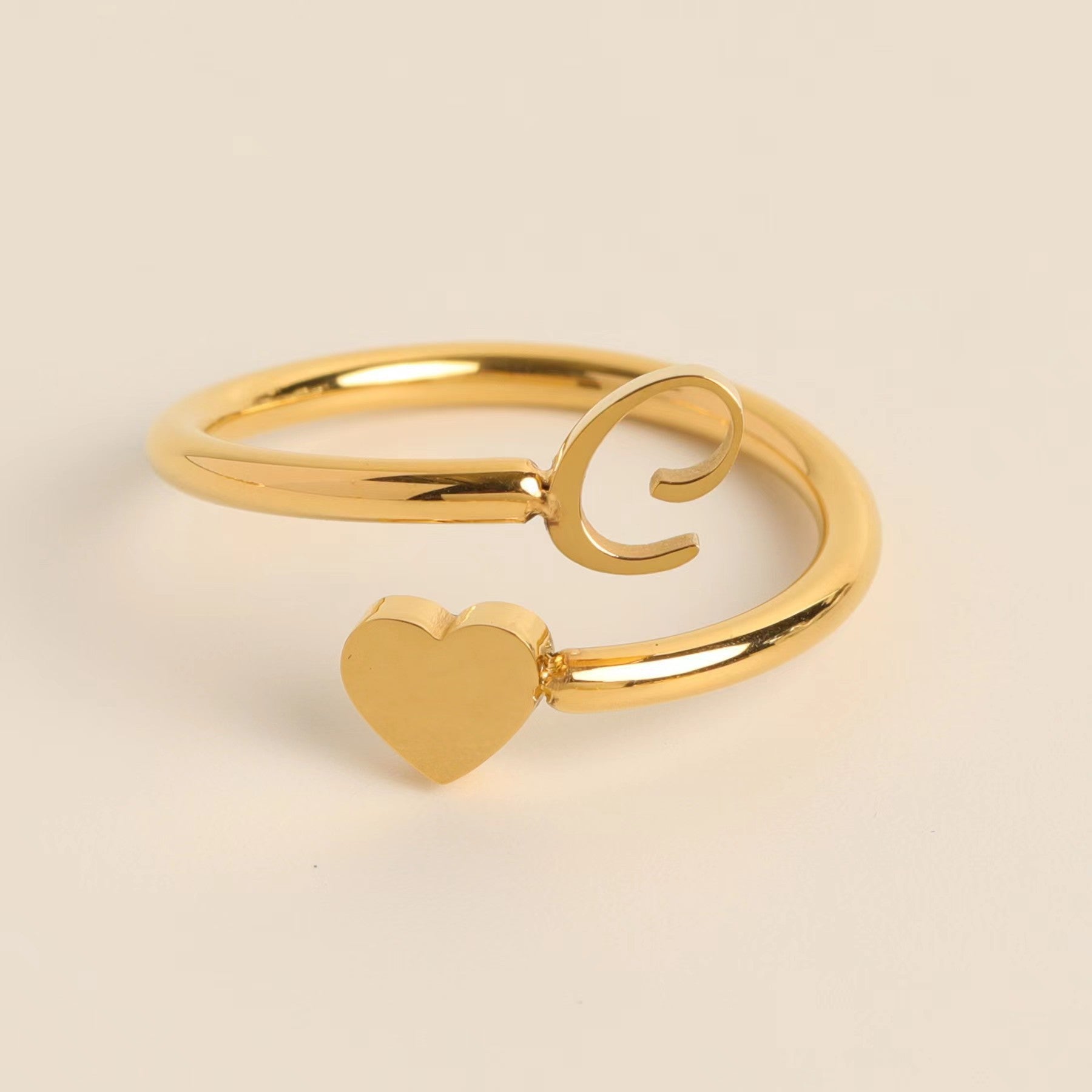 Personalized Heart Letter Ring