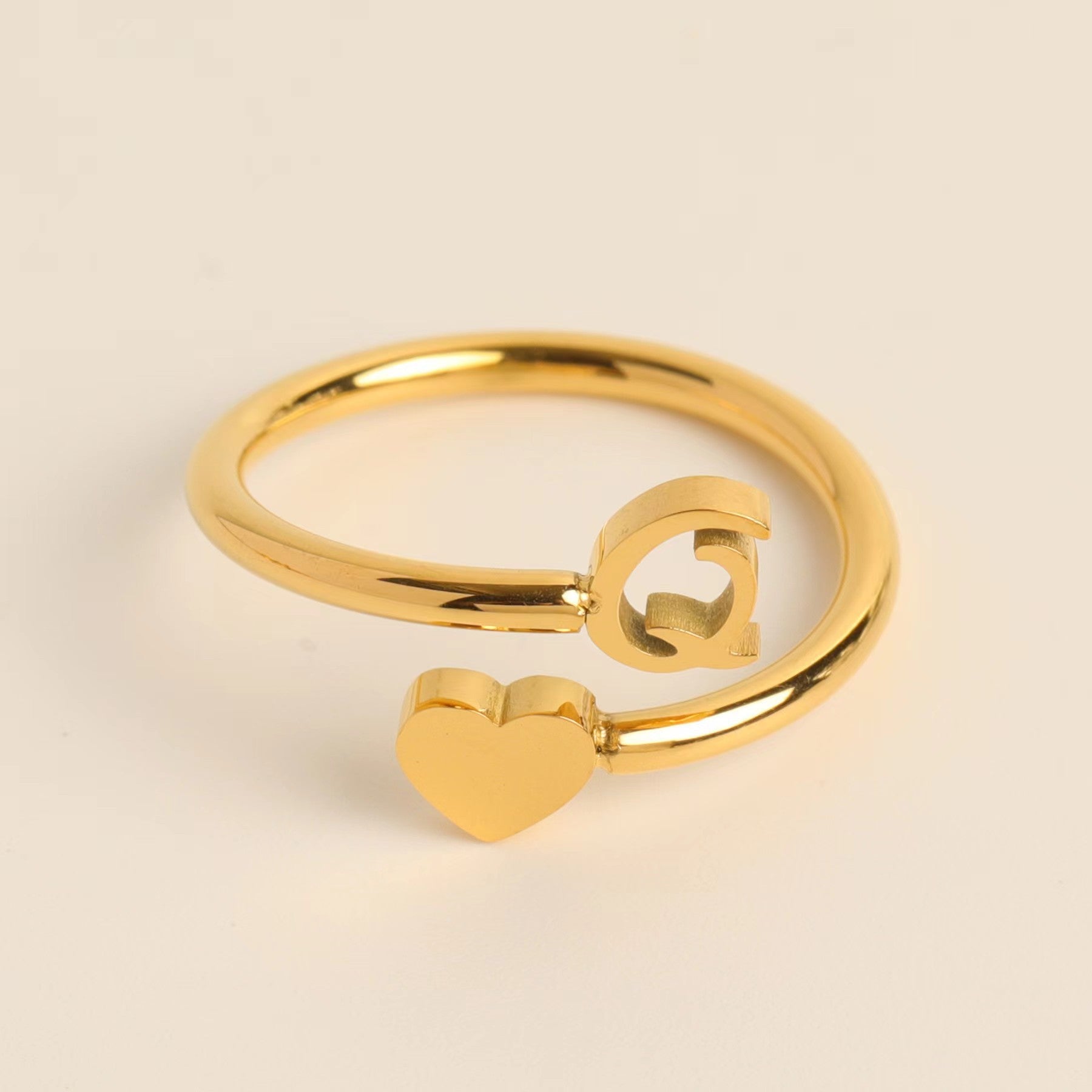 Personalized Heart Letter Ring