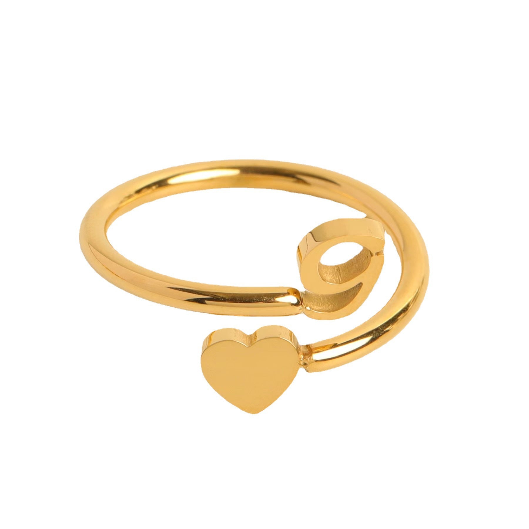 Personalized Heart Letter Ring