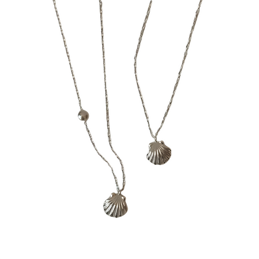 Holiday Shell Pearl Silver Necklace