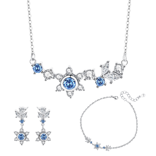 Blaues Winterset (Halskette, Armband, Ohrringe)