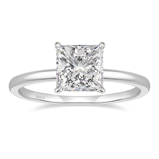 Ringsmaker 2Ct 925 Sterling Silver Women Rings Princess Cut Cubic Zirconia CZ Engagement Bands