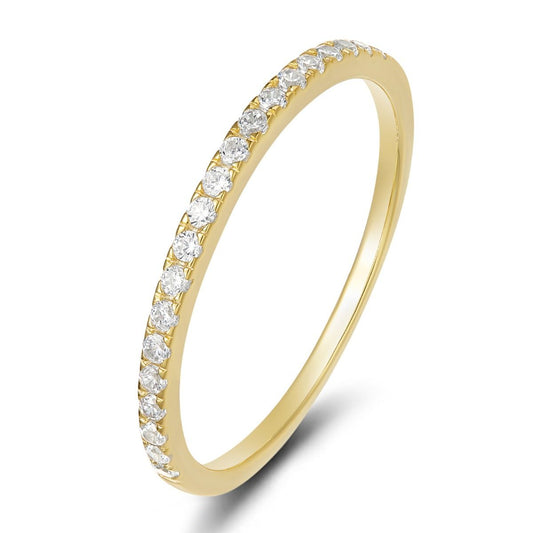 Ringsmaker 2mm 14K Gold Plated 925 Sterling Silver Rings Women Cubic Zirconia Eternity Ring CZ Quality:AAA+