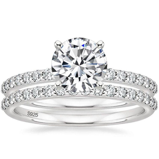 Ringsmaker 1.25CT 925 Sterling Silver Bridal Ring Sets Round CZ Women Promise Wedding Bands