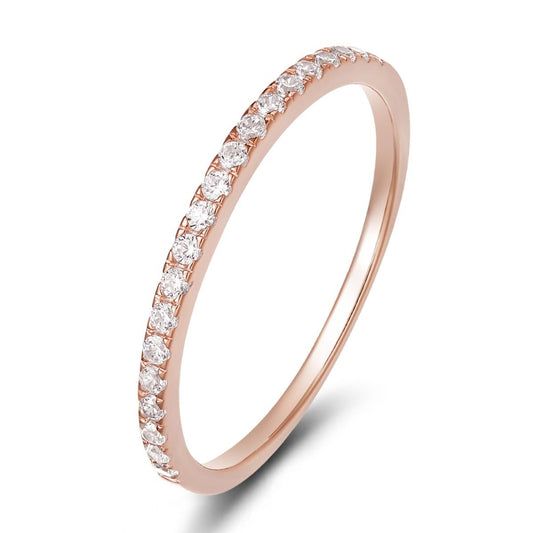 Ringsmaker 2mm Rose Gold 925 Sterling Silver Rings Women Cubic Zirconia Eternity Ring