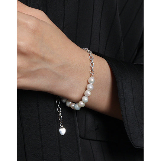 Asymmetry Natural Pearls Curb Chain Bracelet