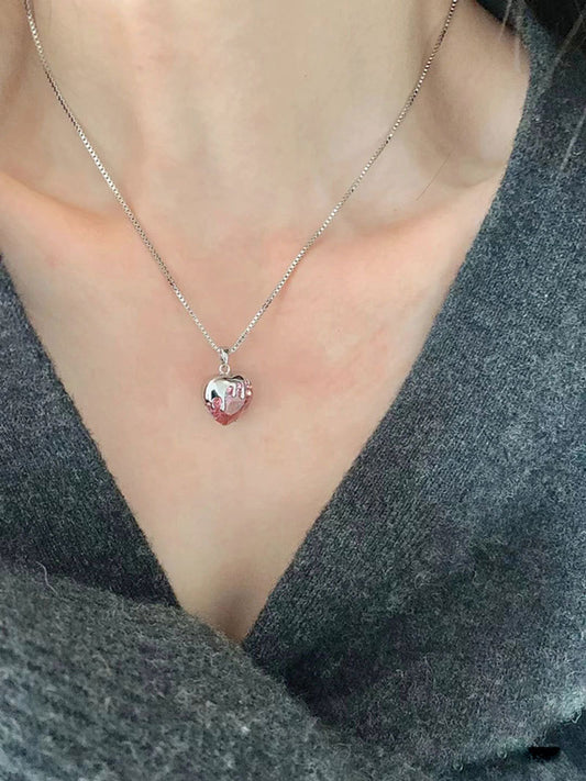 Plurrana Lady Pink Heart Flowing Lava Necklace