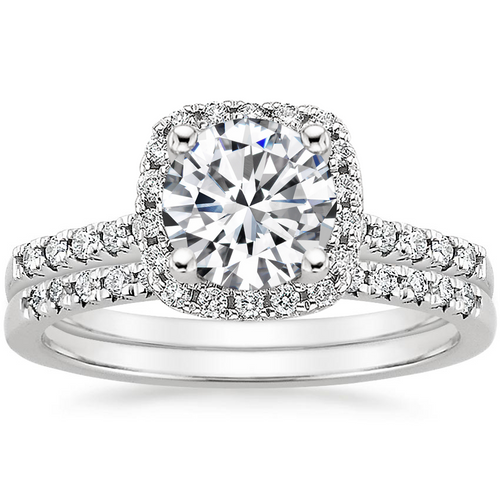 Ringsmaker 925 Sterling Silver Bridal Rings Sets Cubic Zirconia Halo CZ Women Engagements Rings
