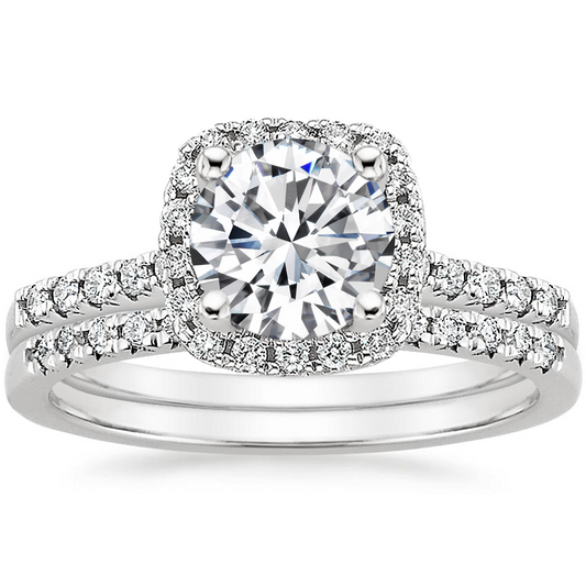 Ringsmaker 925 Sterling Silver Bridal Rings Sets Cubic Zirconia Halo CZ Women Engagements Rings