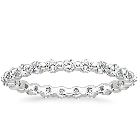 Ringsmaker 2mm 925 Sterling Silver Ring Women Cubic Zirconia Stackable Eternity Ring