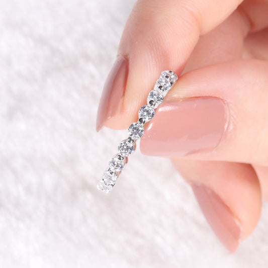 Ringsmaker 2mm 925 Sterling Silver Ring Women Cubic Zirconia Stackable Eternity Ring