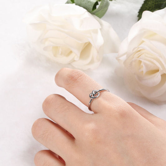 Ringsmaker 925 Sterling Silver Heart Knot Ring For Women Wedding Bands