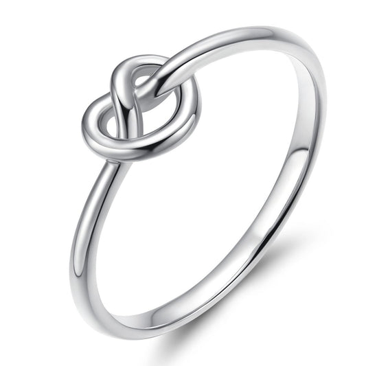 Ringsmaker 925 Sterling Silver Heart Knot Ring For Women Wedding Bands