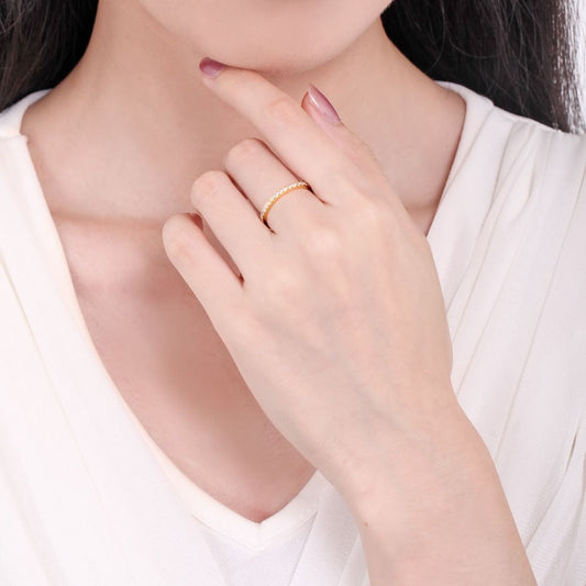 Ringsmaker 2mm 14K Gold Plated 925 Sterling Silver Rings Women Cubic Zirconia Eternity Ring CZ Quality:AAA+